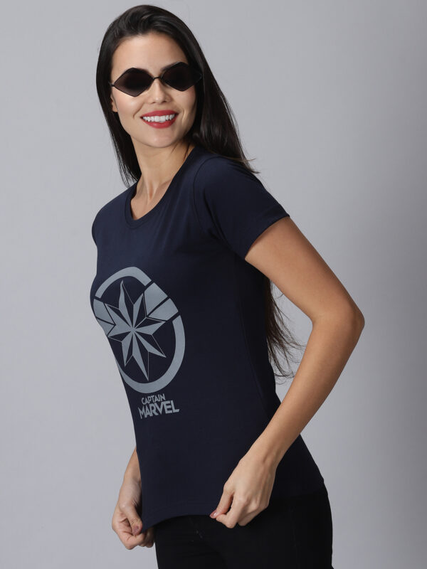 Navy Cotton Round Neck Graphic T-Shirt - Image 2