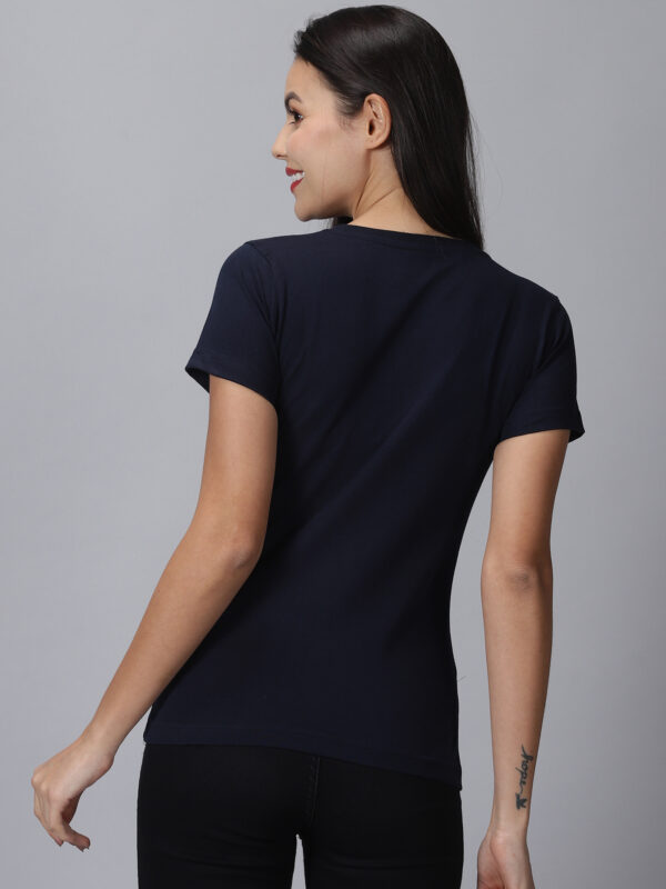 Navy Cotton Round Neck Graphic T-Shirt - Image 3