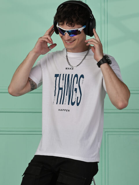 Cotton White Graphics T-Shirt