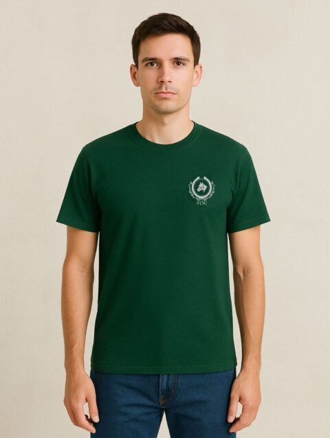 Cotton Green Plain Round neck T-Shirt